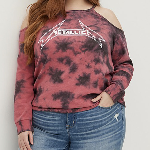 torrid Tops - Torrid Metallica Shirt - Cold Shoulder Cutout Graphic Band Tee Plus 3X Tie Dye